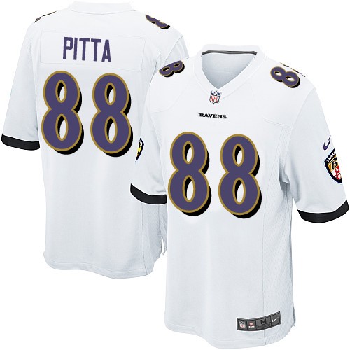 Men's Game Dennis Pitta Nike Jersey White Road - #88 NFL Baltimore Ravens